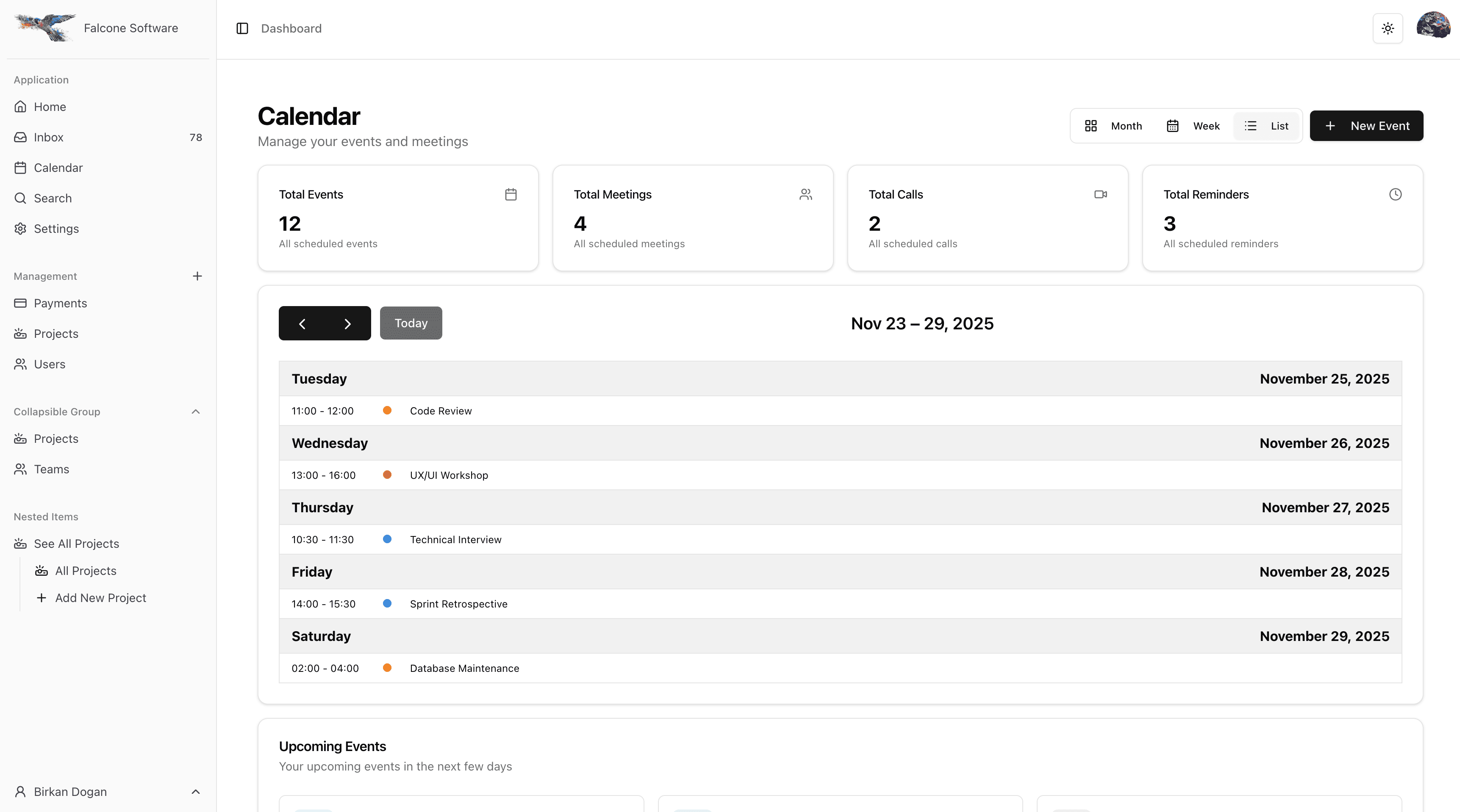 Falcone Dashboard screenshot 3