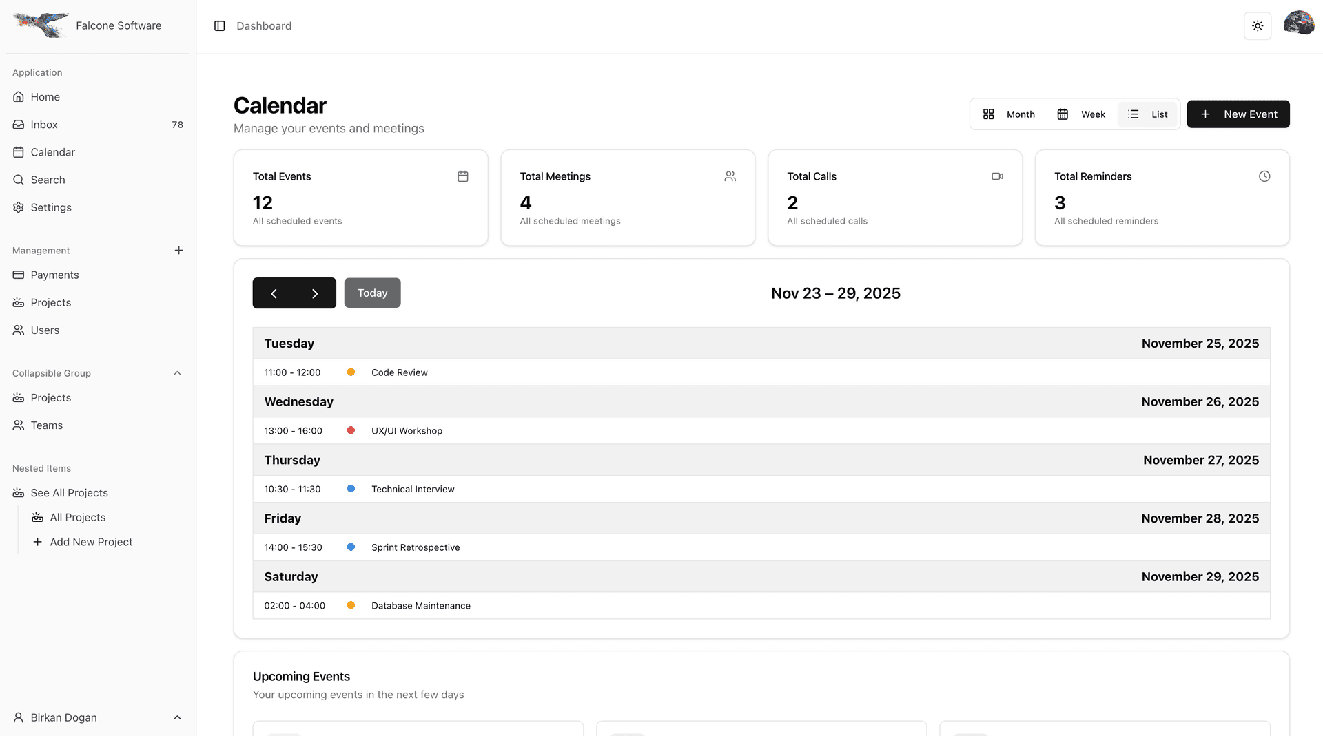 Falcone Dashboard screenshot 3